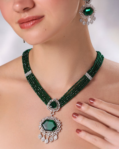 Emerald Glow AD Long Beads Set