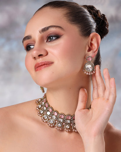 Rose Bloom Doublet Choker Necklace